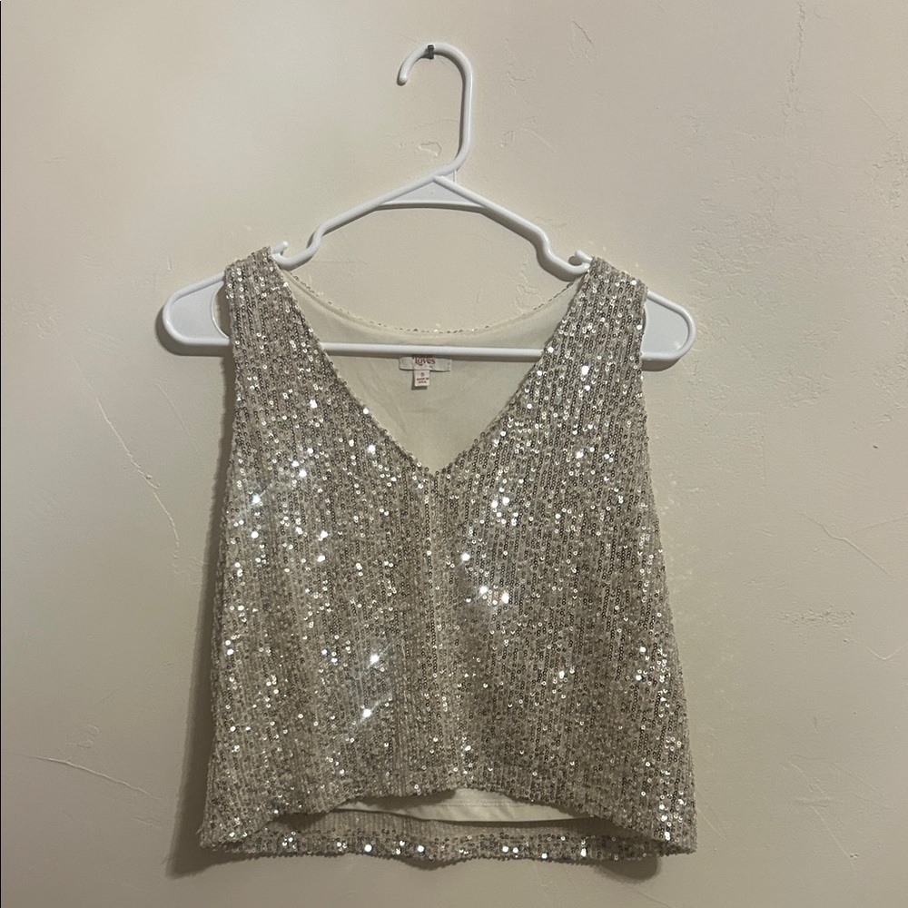 Sequin Crop Top - Silver